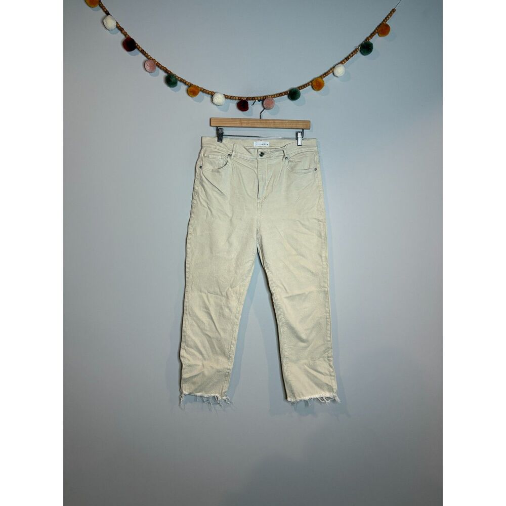 Loft cream High Rise Straight Crop jeans